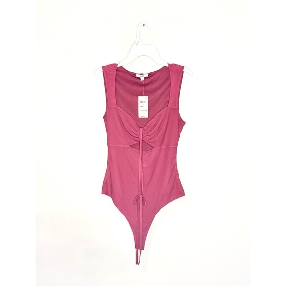 NWT Bar III Red Bodysuit Cutout Sweetheart Neck Sexy Sz Small - Picture 3 of 9